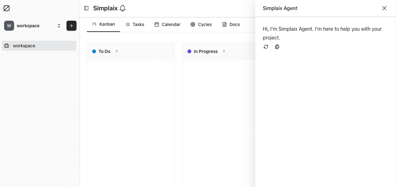 Simplaix Platform Preview - AI-powered project management interface